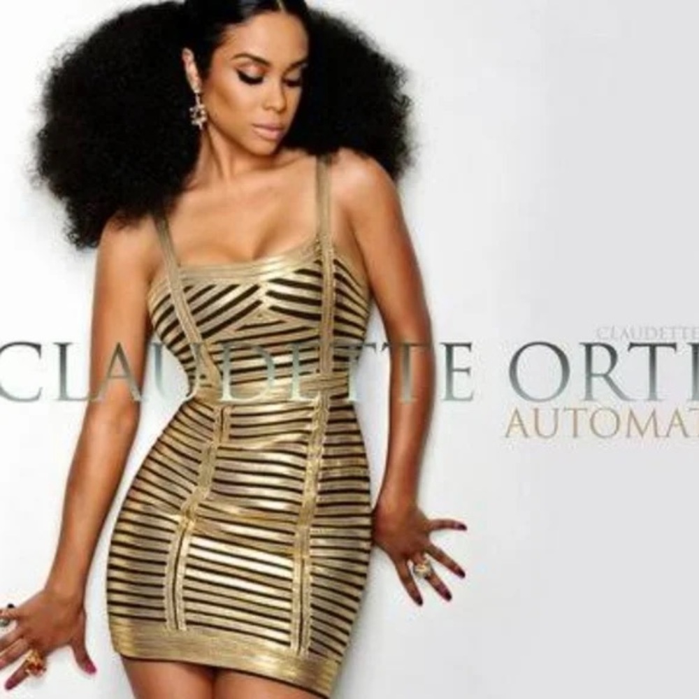 New bcbgmaxazria mini gold dress